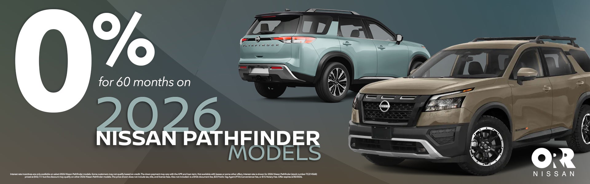 0% for 60 Months on 2026 Nissan Pathfinder